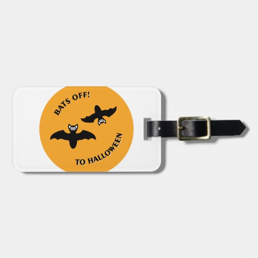 ハロウィーンこうもりオレンジ ラゲッジタグ (正面横)