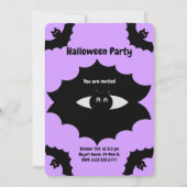ハロウィーンこうもりオンバイオレット 招待状 (正面)