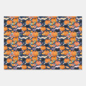 ハロウィーンこうもりカボチャと花 ラッピングペーパーシート (正面)