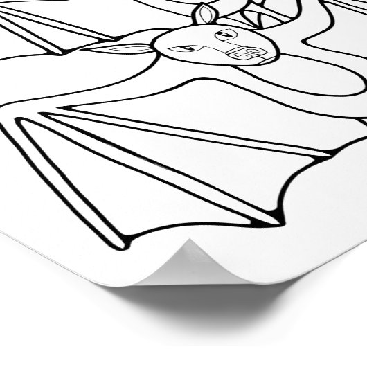 ハロウィーンこうもりカラーリングページアート ポスター (角)