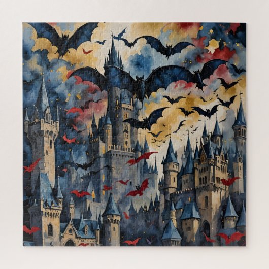 ハロウィーンこうもりグアッシュジグソーパズル ジグソーパズル (縦)