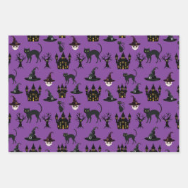 ハロウィーンこうもりハットカルドンスカルブルーム ラッピングペーパーシート