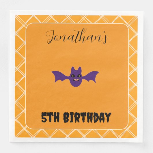 ハロウィーンこうもりバースデーパーティナプキンス (正面)