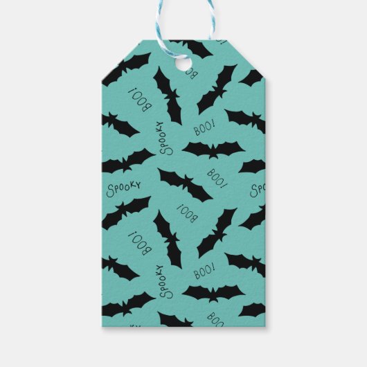 ハロウィーンこうもりパターン ギフトタグ (正面)