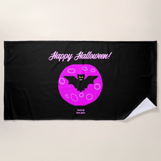 ハロウィーンこうもりビーチタオル ビーチタオル (正面)