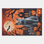 ハロウィーンこうもりブラックキャットパープル,オレンジカボチャ ラッピングペーパーシート (正面3)