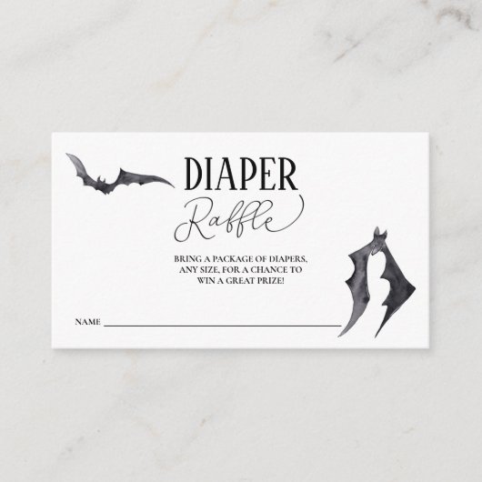 ハロウィーンこうもりベビーシャワーおむつラッフル エンクロージャーカード (正面)