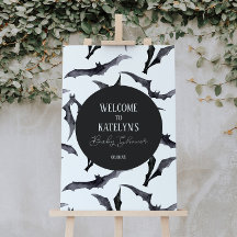 ハロウィーンこうもりベビーシャワー歓迎サイン