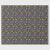 ハロウィーンこうもりミニマリストパンプキンパターン ラッピングペーパー (フラット)