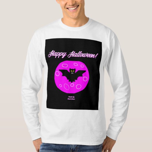 ハロウィーンこうもりメンズ長袖シャツ Tシャツ (正面)