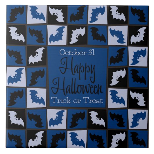 ハロウィーンこうもりモザイク タイル (正面)