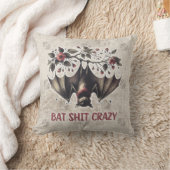 ハロウィーンこうもりヴィンテージフローラ両面プリント クッション (ブランケット)