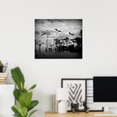 ハロウィーンこうもり不気味 – シーン ポスター (ホームオフィス)