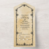 ハロウィーンこうもり縁どゴシック結婚式の招待 オールインワン招待状 (内側)