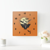 ハロウィーンこうもり スクエア壁時計 (ホーム)