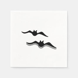 ハロウィーンこうもり、ブラック スタンダードカクテルナプキン