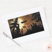 ハロウィーンこうもり、城と月 長方形シール (封筒)