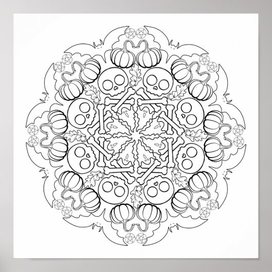 ハロウィーンこうもり、幽霊、スカル、その他の色 ポスター (正面)