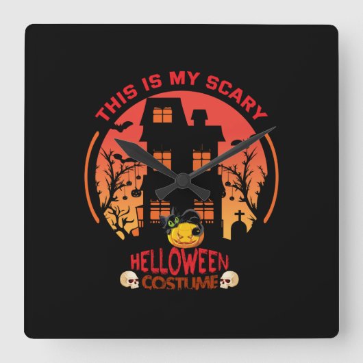 ハロウィーンこれは私の怖いハロウィーンの衣装である スクエア壁時計 (正面)