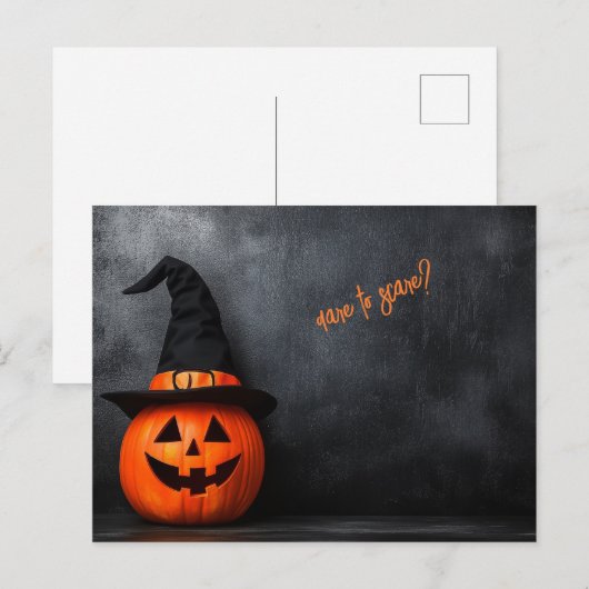 ハロウィーンでカボチャを怖がらせる ポストカード (正面/裏面)