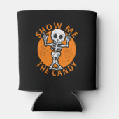 ハロウィーンでキャンディのスケルトンを見せる 缶クーラー (裏面)