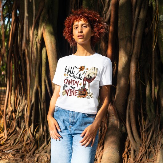 ハロウィーンでキャンディーをワインに換える |ワイン愛好家 Tシャツ