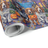 ハロウィーンでバセット犬のトリックまたは治療 ラッピングペーパー (ロールコーナー)