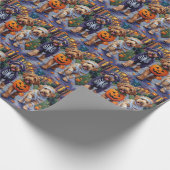 ハロウィーンでベルネドードルドッグズトリックまたはトリートメント ラッピングペーパー (角)