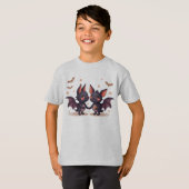 ハロウィーンで会ったこうもりの友達 Tシャツ (正面フル)