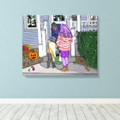 ハロウィーンで郊外をトリックまたは治療する キャンバスプリント (インサイチュ (ウッドフロア))