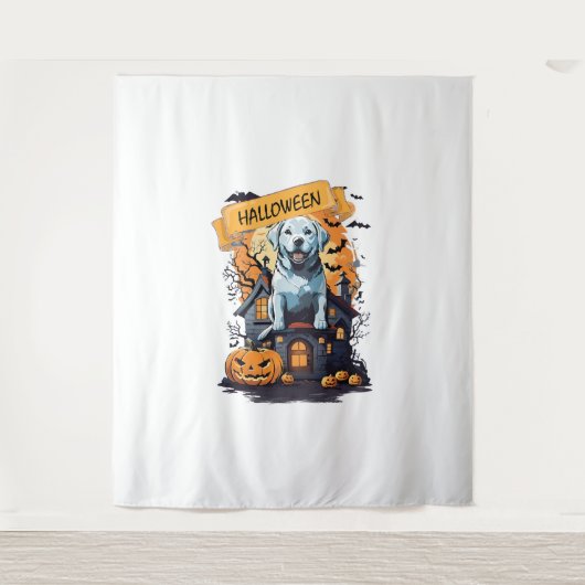 ハロウィーンと犬 タペストリー (正面)