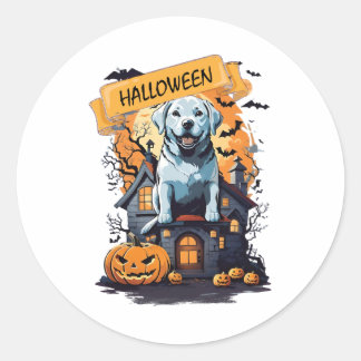 ハロウィーンと犬 ラウンドシール