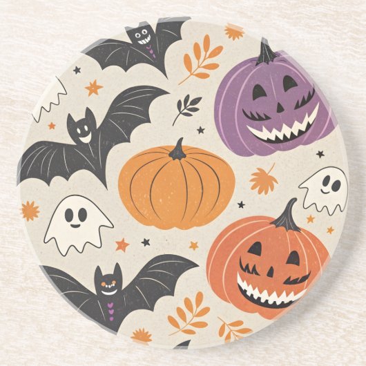 ハロウィーンと秋のパターン コースター (正面)