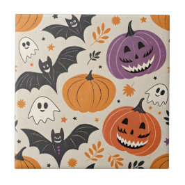 ハロウィーンと秋のパターン タイル