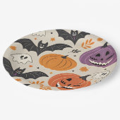 ハロウィーンと秋のパターン ペーパープレート (アングル)