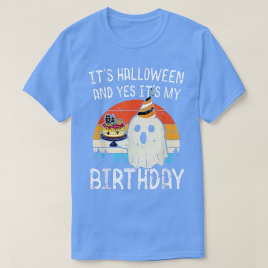ハロウィーンとYesその私の誕生日ブーおもしろいハ Tシャツ (デザイン正面)