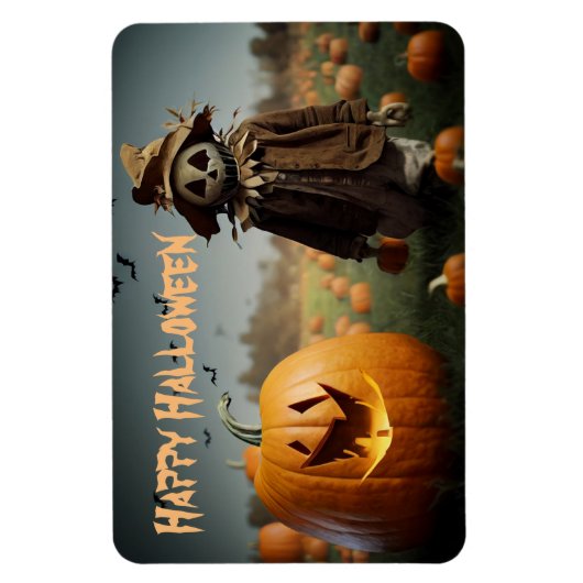 ハロウィーンにこにこしているカボチャのフォトマグネット マグネット (縦)