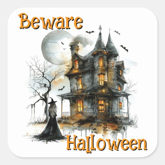 ハロウィーンにご用心 - 悪霊の夜の警告 スクエアシール (正面)