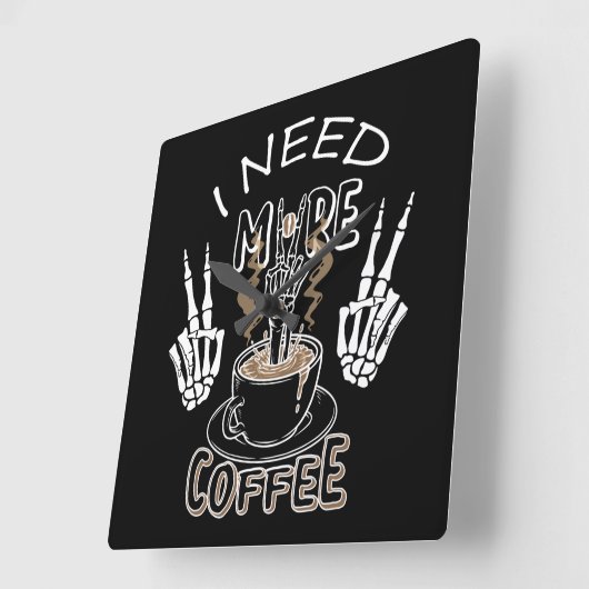 ハロウィーンにはコーヒーのプレゼントが必要だ スクエア壁時計 (傾斜)