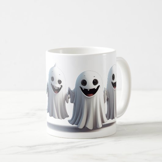 ハロウィーンに備える3匹のキャラクター幽霊友達 🦇 コーヒーマグカップ (正面右)