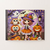ハロウィーンに妖精の衣装を着た小さな女の子 ジグソーパズル (横)