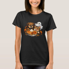 ハロウィーンに猫がケーキを盗まれ犬が守る! Tシャツ