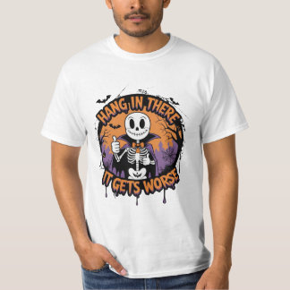 ハロウィーンのおかしいスケルトンピエロTシャツ Tシャツ