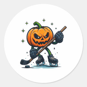 ハロウィーンのおどろおどろしいカボチャのアイスホッケー・スキル ラウンドシール