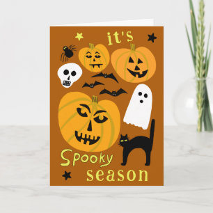 ハロウィーンのおばけのかぼちゃ コウモリ HAPPY HALLOWEEN カード