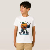ハロウィーンのおばけカボチャのアイスホッケー・スキル Tシャツ (正面フル)