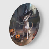 ハロウィーンのおばけチワワのかぼちゃ ラージ壁時計 (傾斜)