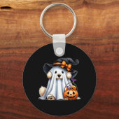 ハロウィーンのおばけ犬 キーホルダー (正面)