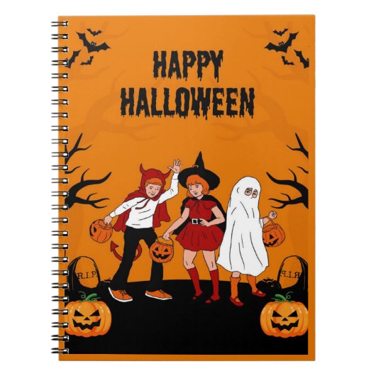ハロウィーンのおばけ - かぼちゃ、お化け、 ノートブック (正面)