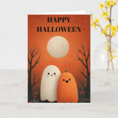 ハロウィーンのおばけ カード (黄色い花)